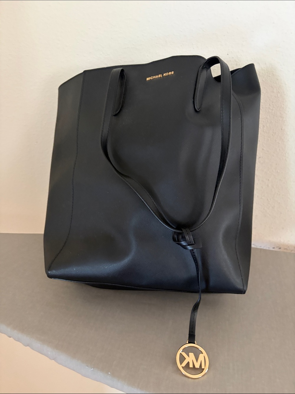 Michael Kors Black Tote with Gold MK Charm